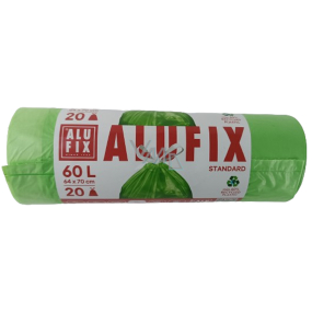 Alufix Müllsäcke einziehbar grün, 15 µ, 60 Liter, 64 x 71 cm, 20 Stück HDPE