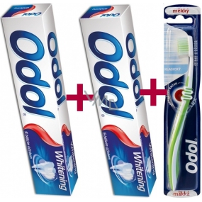 Odol Whitening Zahnpasta mit Bleaching-Effekt 2 x 75 ml, Duopack + Odol Classic weiche Zahnbürste