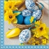 Aha Papierservietten 3-lagig 33 x 33 cm 20 Stück Osterkorb, blaue Ostereier, Narzissen