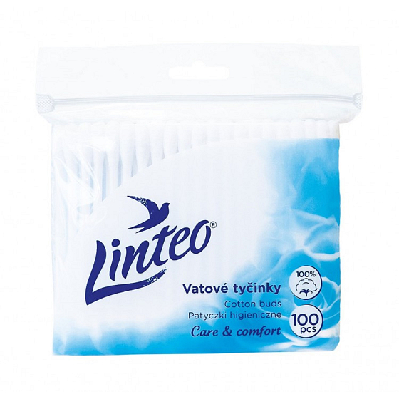 Linteo Satin Wattestäbchen 100% Baumwolltasche 100 Stück