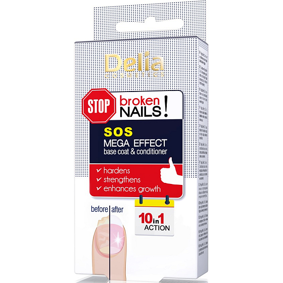 Delia Cosmetics SOS Mefa Effekt regenerierende Grund- und Deckschicht für Nägel 10 in 1 11 ml