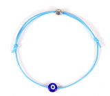 Blaues Auge Seil Armband gewebt hellblau, Komponente in Silber