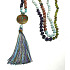 108 Mala 7 Chakra Halskette, Meditationsschmuck, Naturstein, geknüpft, Quaste 9 cm, Perle 6+8 mm