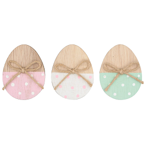 Holzei mit Punkten auf einem Stift 7 cm 3 Stück