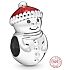 Charme Sterling Silber 925 Schneemann mit Weihnachtsmütze, Perle am Armband Weihnachten