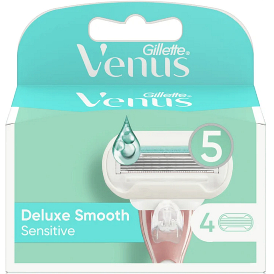Gillette Venus Deluxe Smooth Sensitive Ersatzklingen 4 Stück, für Frauen