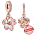 Charms Sterling Silber 925 Kirschblüte vergoldet in rosa Farbe, Natur Armband Anhänger