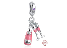 Charms Sterling Silber 925 Sekt + 2 Gläser, Liebesarmband Anhänger