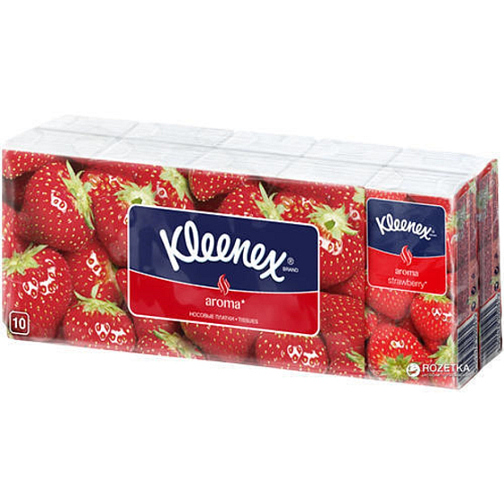 Kleenex Armoa Strawberry hygienische 3-lagige Taschentücher 10 Stück