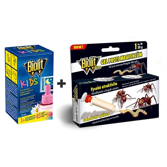 Biolit Kids Electric Evaporator 45 Nächte gegen Mücken nachfüllen 35 ml + Biolit Plus Gel gegen Ameisen 1 Stück