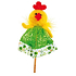 Huhn aus grünem Rockstoff 10 cm + Spieße