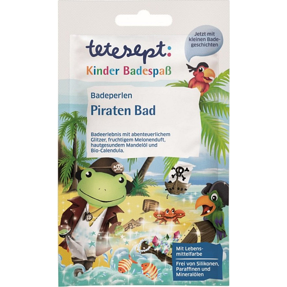 Tetesept Pirates Bath Perlen erstaunliche Aquarell, Wirkung mit Glitzer und Knistern für Jungen 60 g
