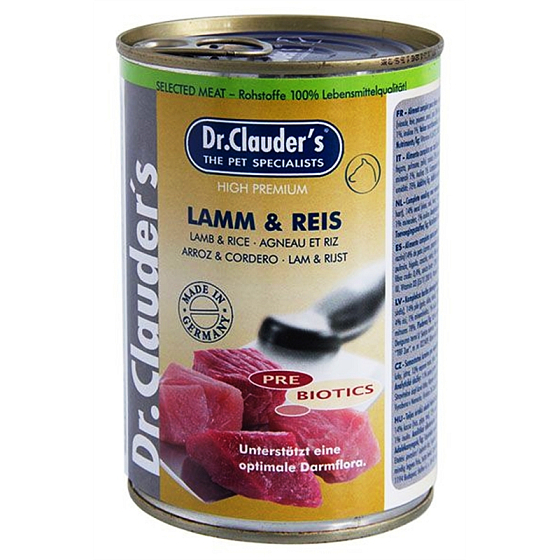 DR. Clauders Lamm mit Reis komplettes Super-Premium-Essen für Erwachsene ps 92% Fleisch 400 g