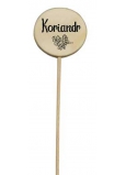 Bohemia Gifts Holzstecker für Kräuter mit Aufdruck - Koriander, Durchmesser des Kreises ist 5 - 8 cm