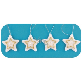 Sterne zum Aufhängen, Golddekor 5 cm, 4 Stück in einer Tasche