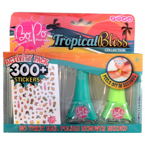 Bo-Po Tropical Bliss Peeling Nagellack Grün 2,5 ml + Peeling Nagellack Hellgrün 2,5 ml + Nagelsticker, Kosmetikset für Kinder