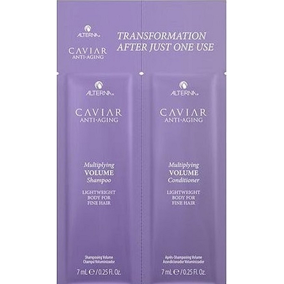 Alterna Caviar Anti-Aging Multiplying Volume Caviar Shampoo und Conditioner für dauerhaftes Volumen 2 x 7 ml, Duopack