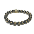 Schwarzer Achat mit königlichem Mantra Om elastisches Armband aus Naturstein, Kugel 8 mm / 16 - 17 cm, verleiht Mut und Stärke