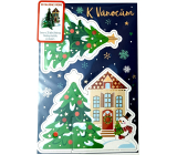 Albi Faltbare Weihnachtskarte 3D Weihnachtsbaum und Haus 11,5 x 17 cm