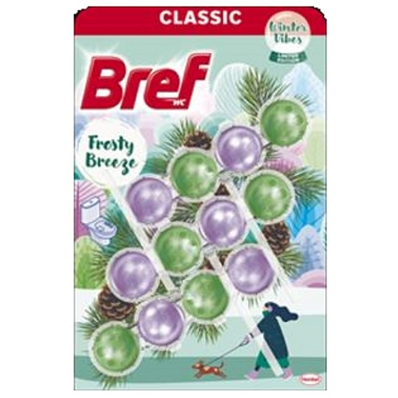 Bref Power Aktiv Fresty Breeze - Frosty Breeze, WC-Block für hygienische Sauberkeit und Frische Ihrer Toilette, färbt Wasser 3 x 50 g limitierte Auflage