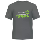 Albi Humorvolles T-shirt Recyceltes Teenager grau grün, Herrengröße XL