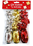 Nekupto set hvězdice 5 cm 9 kusů + klubíčka 5 mm x 20 m 3 kusy stříbrná, zlatá, červená