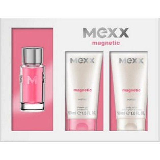 Mexx be Magnetic Woman Eau de Toilette 15 ml + Duschgel 50 ml, + Körperlotion 50 ml, Geschenkset