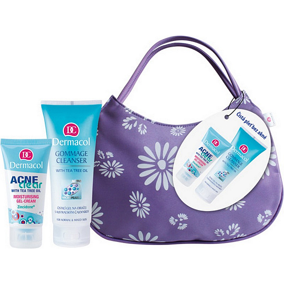 Dermacol Acneclear Moisturizing Gel-Creme 50 ml + Sanftes Reinigungsgel mit australischem Teebaumöl 100 ml + Beutel, Kosmetikset