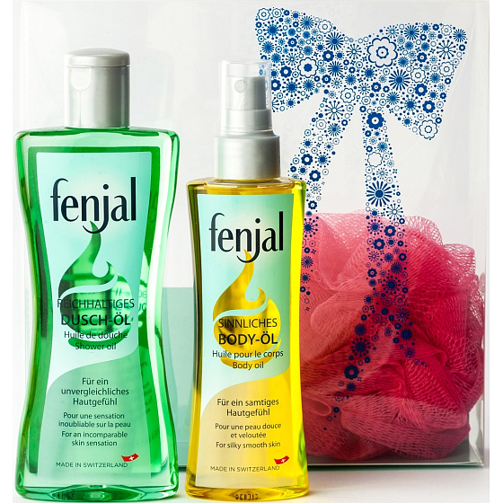 Fenjalöl Duschöl 200 ml + Körperöl 150 ml + Massagewaschlappen 1 Stück, Kosmetikset