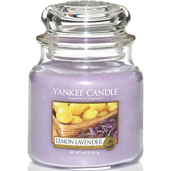 Yankee Candle Lemon Lavender - Duftkerze mit Zitronen- und Lavendelduft Klassisches mittleres Glas 411 g
