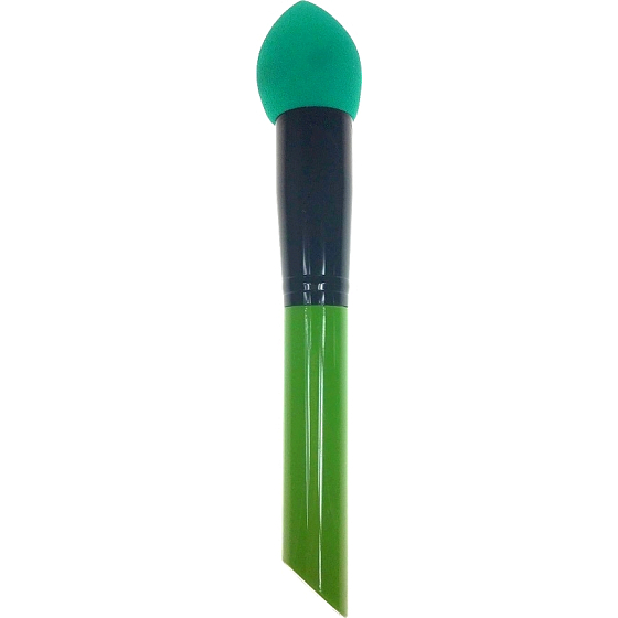 Kosmetikbürste mit Schaumschwamm grün-schwarzer Griff 16 cm 30350-03