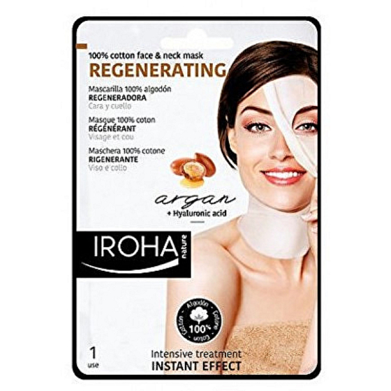 Iroha Regenerating Intensive Regenerating Cotton Gesichts- und Halsmaske mit Argan und Hyaluronic Serum 30 ml
