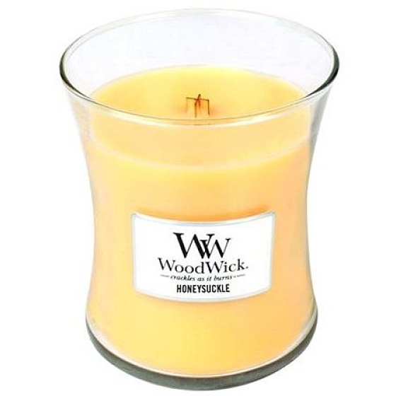WoodWick Geißblatt - Geißblatt und Jasmin Duftkerze mit Holzdocht und Deckel Glas Medium 275 g