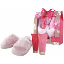 Grace Cole Floral Footed Fußreinigungsgel 150 ml + Fußcreme 150 ml + Luxuspantoffeln, Kosmetikset