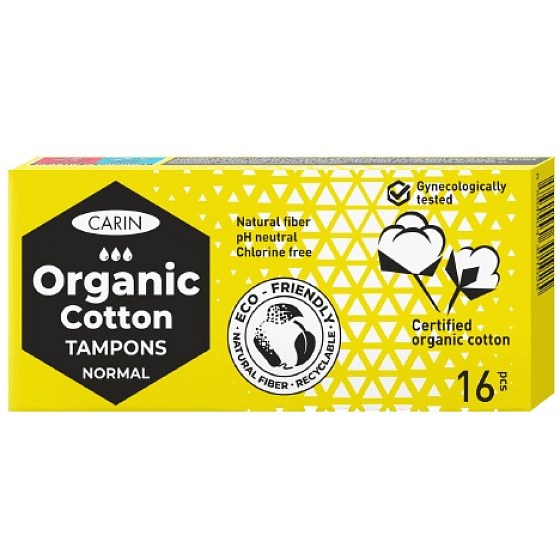 Carin Organic Cotton Normale Bio-Tampons aus natürlicher Baumwolle 16 Stück