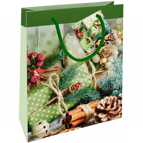 Nekupto Geschenkpapier Tasche 23 x 18 x 10 cm Weihnachten mit grünen Geschenke
