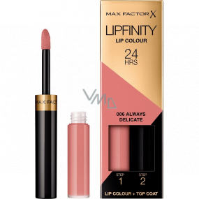 Max Factor Lipfinity langhaftender Lippenstift mit Balsam 006 Always Delicate 2,3 ml und 1,9 g