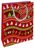 Nekupto Geschenkpapier Tasche 14 x 11 x 6,5 cm Weihnachten Schneemänner rot