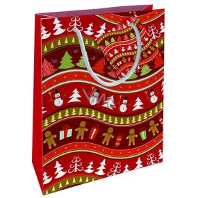 Nekupto Geschenkpapier Tasche 14 x 11 x 6,5 cm Weihnachten Schneemänner rot