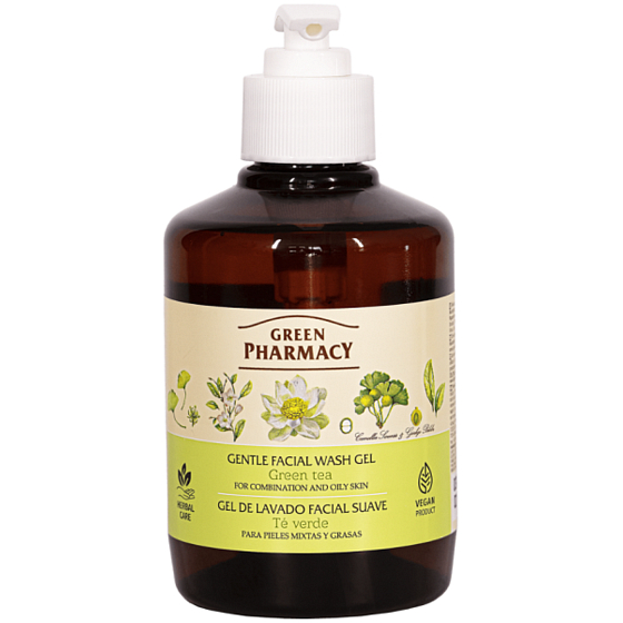 Green Pharmacy Green Tea Gentle Facial Cleansing Gel für fettige Haut und Mischhaut 270 ml