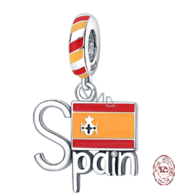 Charm Sterling Silber 925 Spanien Flagge, Reise-Armband-Anhänger