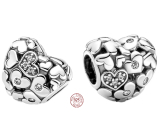 Charms Sterling Silber 925 Sparkling durchbrochene Herzen, Perle am Liebesarmband