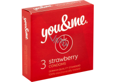 You & Me Strawberry průhledný lubrikovaný kondom s vůní jahod, 3 ks