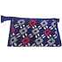 Etue Square blau mit grauen und rosa Blüten 21 x 14 x 6 cm 70190