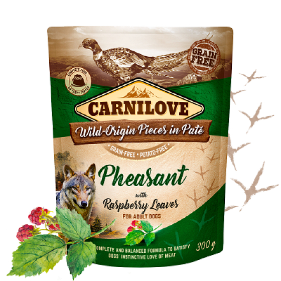 Carnilove Hundebeutel Paté Fasan mit Himbeerblättern zellfreie Taschen für erwachsene Hunde 300 g