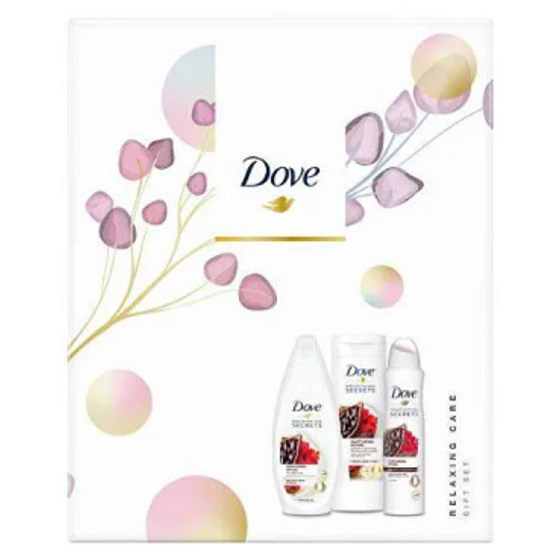 Dove Nourishing Secrets Nourishing African Ritual Kakao & Hibiskus Duschgel 250 ml + Körperlotion 250 ml + Antitranspirant Deodorant Spray 150 ml, Kosmetikset