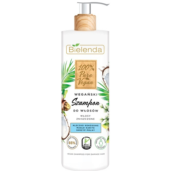 Bielenda 100% reine vegane Kokosmilch + Shea Shampoo für geschädigtes Haar 400 g