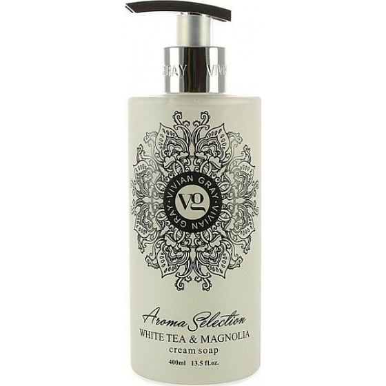 Vivian Grey Aroma Selection Luxus-Flüssigseife White Tea & Magnolia mit einem 400-ml-Spender