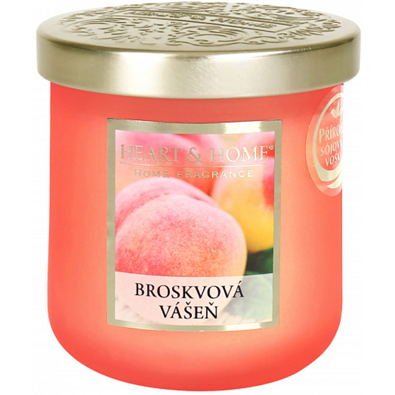 Heart & Home Pfirsich Passion Soja-Duftkerze medium brennt bis zu 30 Stunden 110 g