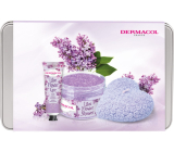 Dermacol Lilac Flower - Flieder Handcreme 30 ml + Körperpeeling 200 g + Duftkerze 130 g + Dose, Kosmetikset für Frauen